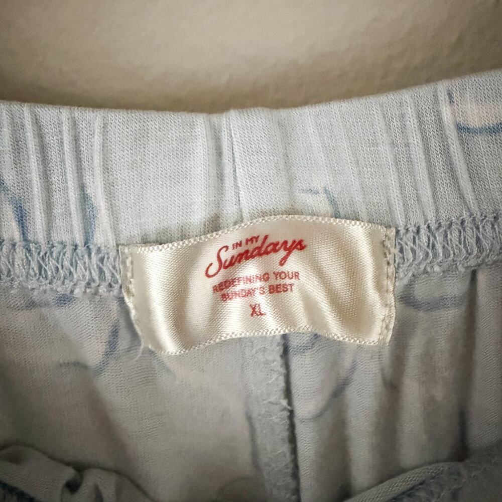 In My Sundays Heirloom Bows Sky Blue Pajama Set XL Tencel Button Front Lounge - Picture 12 of 15